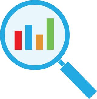 Magnifying glass symbolizing analysis.